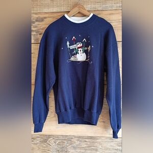 Vintage Christmas Snowman Morning Sun Crew Neck Sweater Size Med